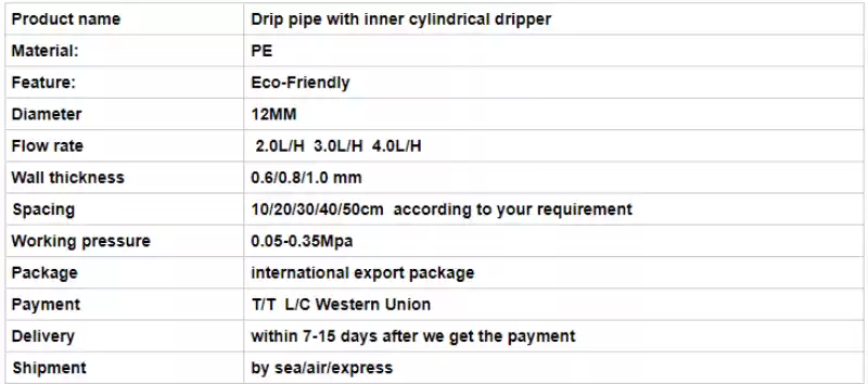 Agricultural Farm Drip Plastic Irrigation PVC Pipe LDPE